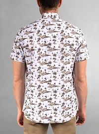 Chemise décontractée en stretch à manches courtes pour hommes