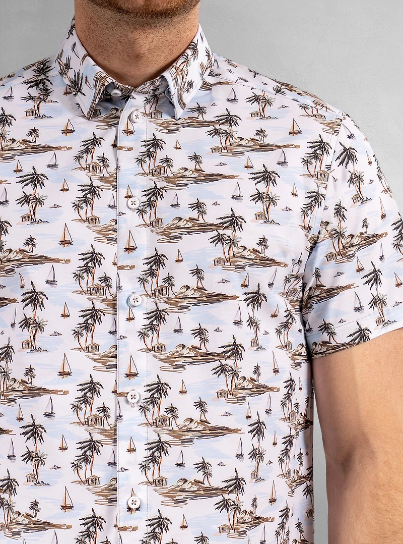 Men's casual short sleeve stretch shirt