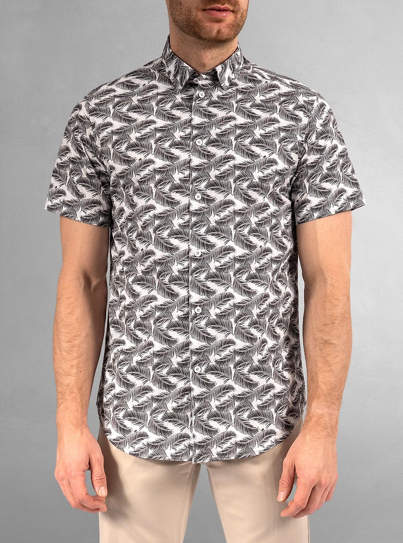 Chemise décontractée en stretch à manches courtes pour hommes