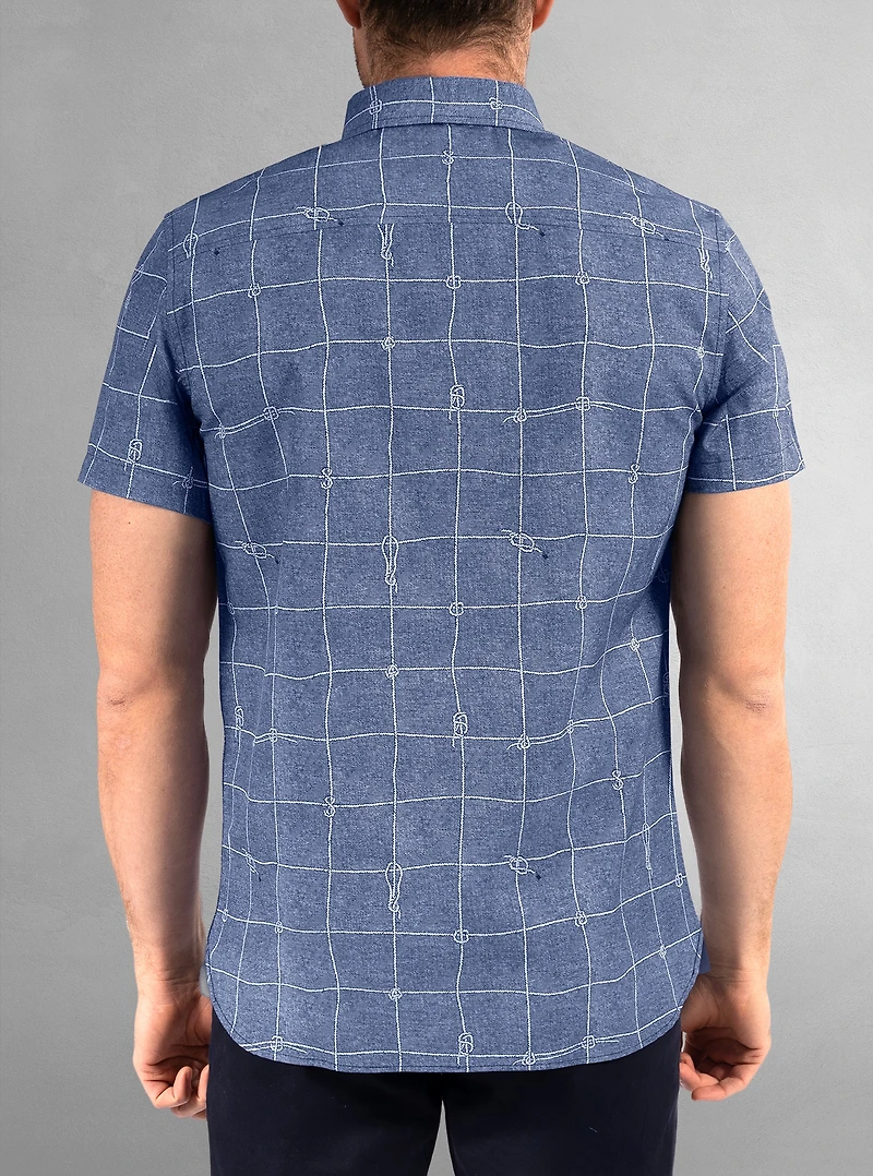 Chemise décontractée en stretch à manches courtes pour hommes