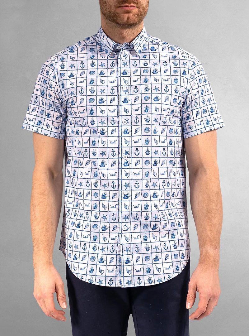 Men's casual short sleeve stretch shirt