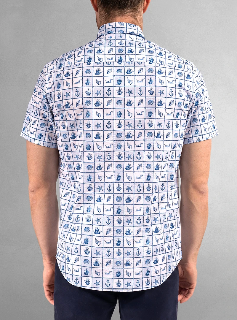 Chemise décontractée en stretch à manches courtes pour hommes