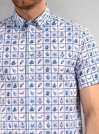 Chemise décontractée en stretch à manches courtes pour hommes