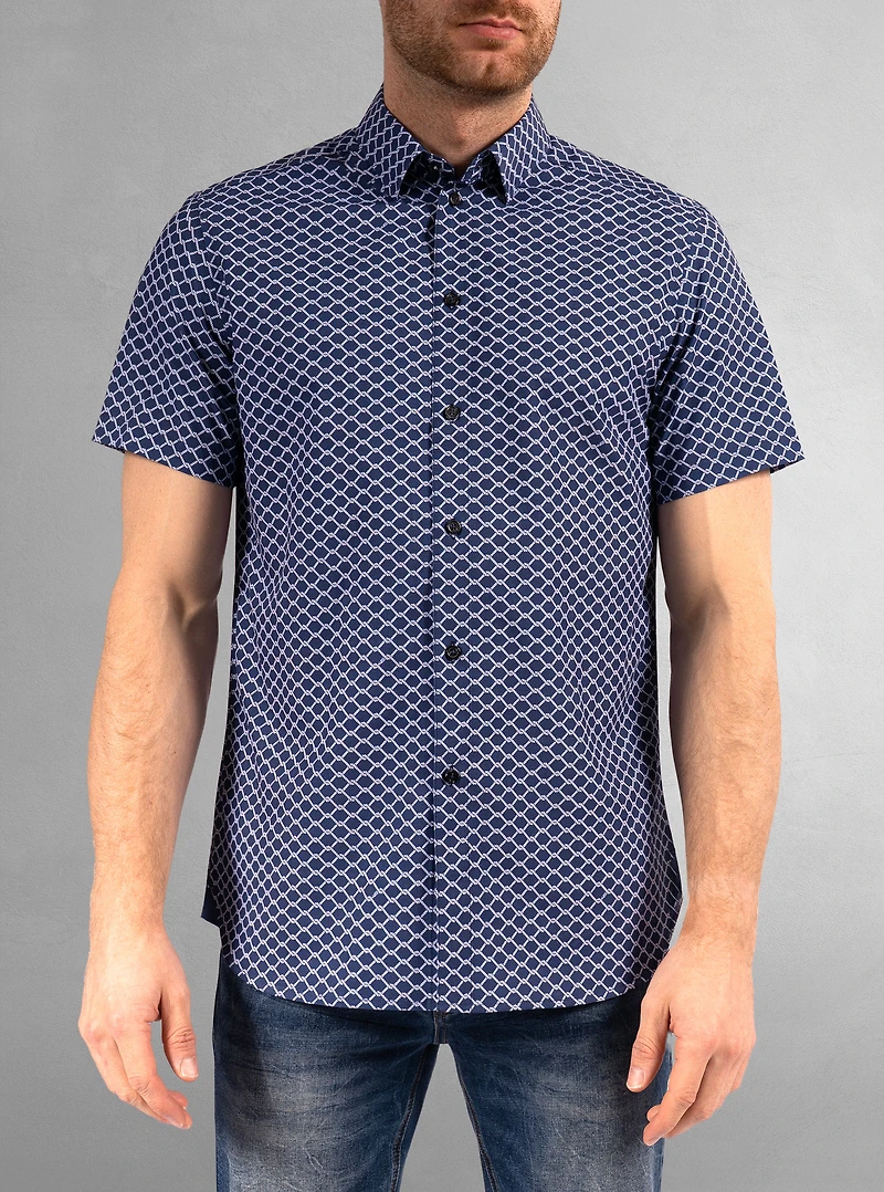 Chemise décontractée en stretch à manches courtes pour hommes