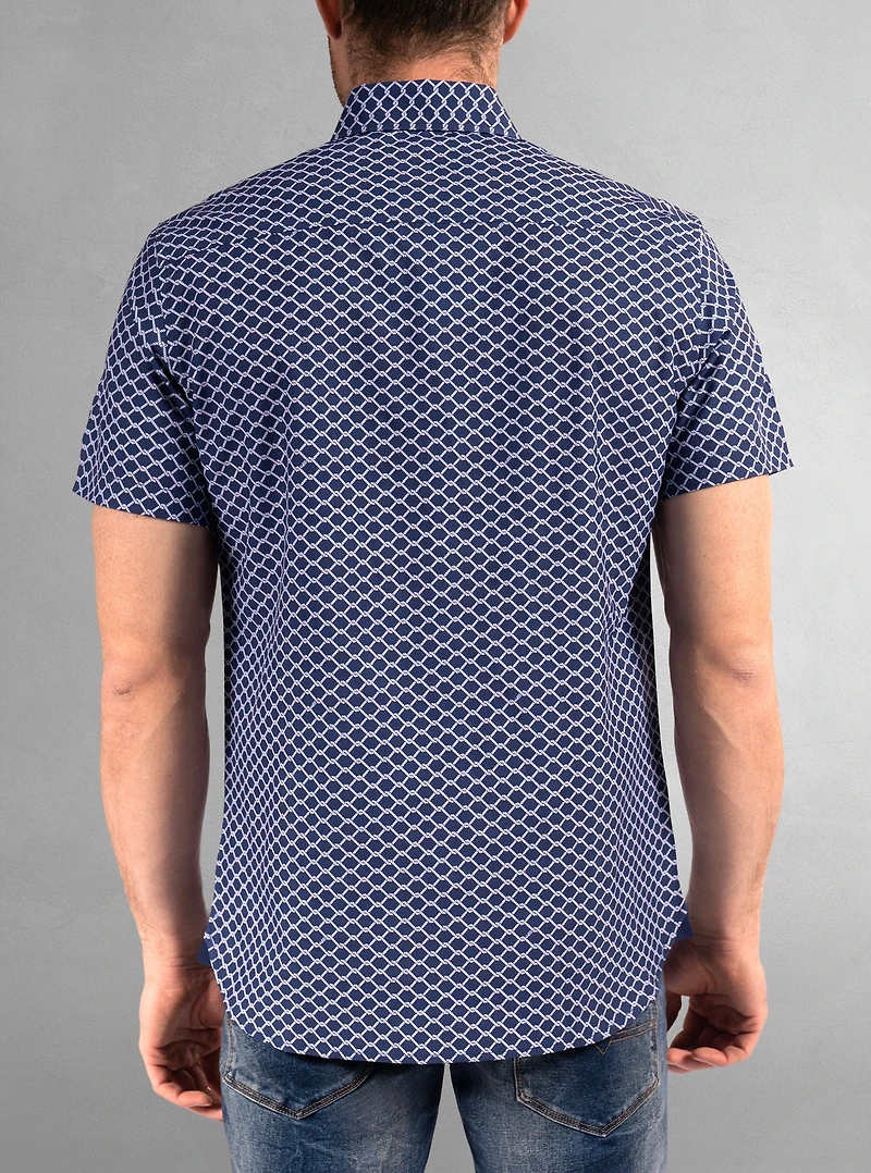 Chemise décontractée en stretch à manches courtes pour hommes