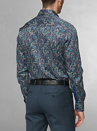 Chemise décontractée à manches longues en stretch pour hommes