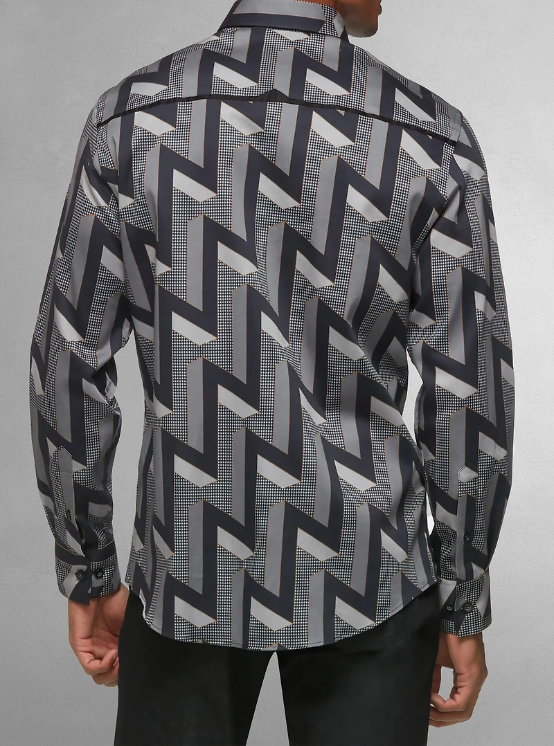 Chemise décontractée à manches longues en stretch pour hommes