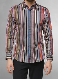 Chemise décontractée à manches longues en stretch pour hommes