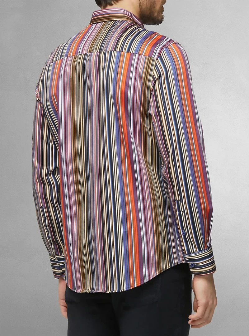 Chemise décontractée à manches longues en stretch pour hommes