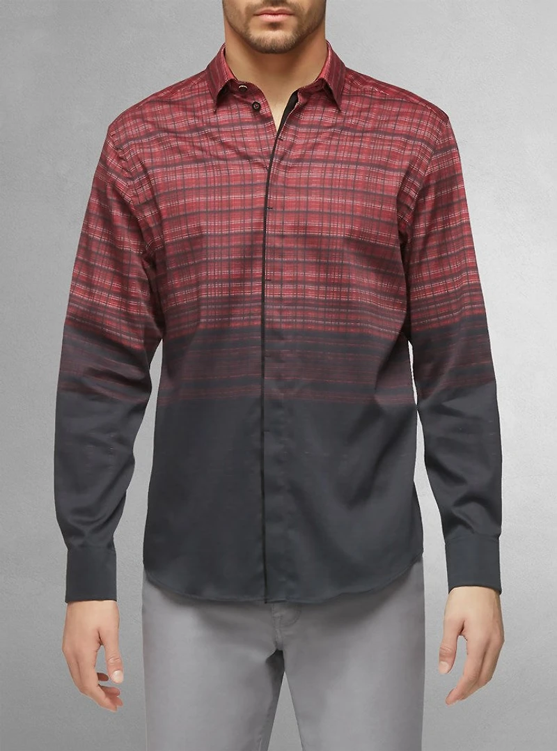 Chemise décontractée à manches longues en stretch pour hommes