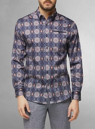 Chemise décontractée à manches longues en stretch pour hommes