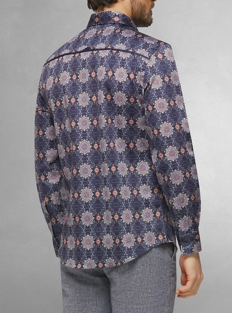 Chemise décontractée à manches longues en stretch pour hommes