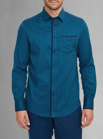 Chemise décontractée à manches longues en stretch pour hommes