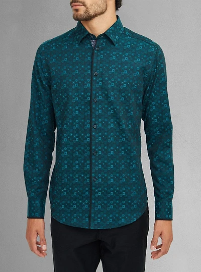 Chemise décontractée à manches longues en stretch pour hommes