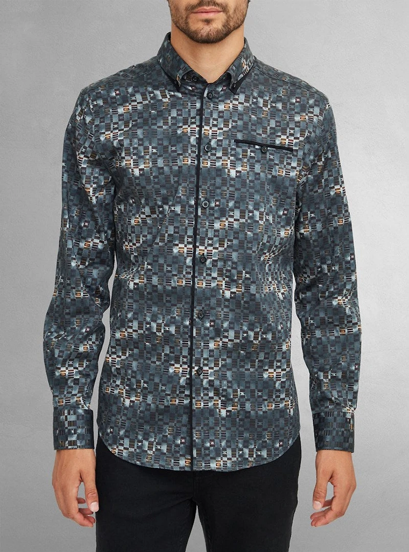 Men's casual long sleeve stretch shirt