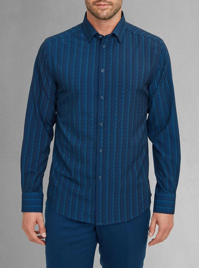 Chemise décontractée à manches longues en stretch pour hommes