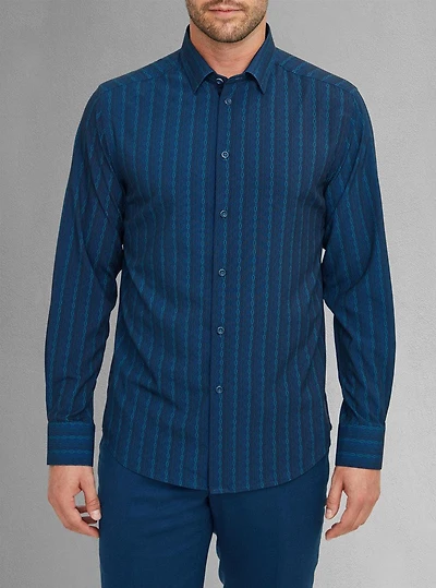Chemise décontractée à manches longues en stretch pour hommes
