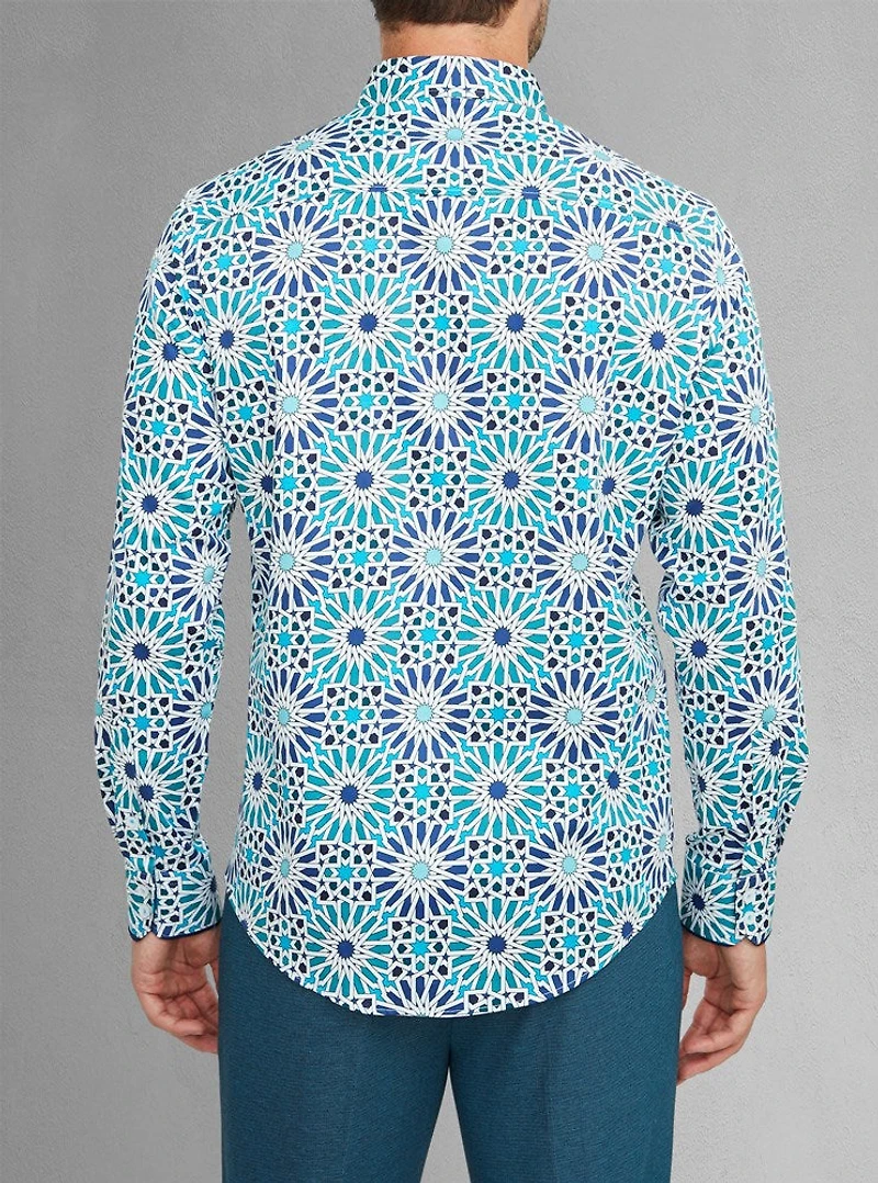 Chemise décontractée à manches longues en stretch pour hommes