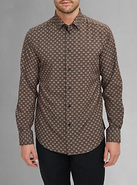 Chemise décontractée à manches longues en stretch pour hommes