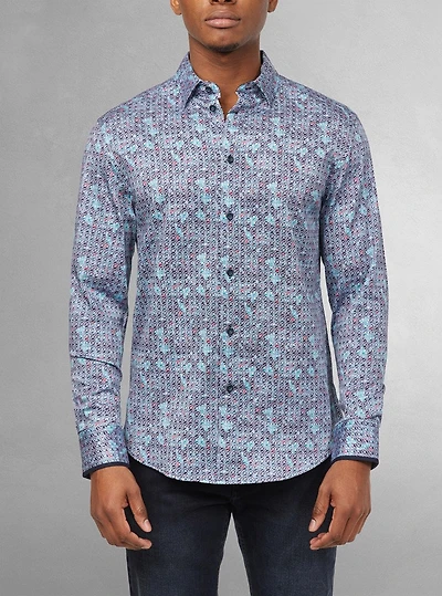 Chemise décontractée à manches longues en stretch pour hommes
