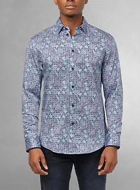 Chemise décontractée à manches longues en stretch pour hommes