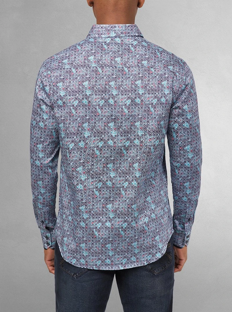 Chemise décontractée à manches longues en stretch pour hommes