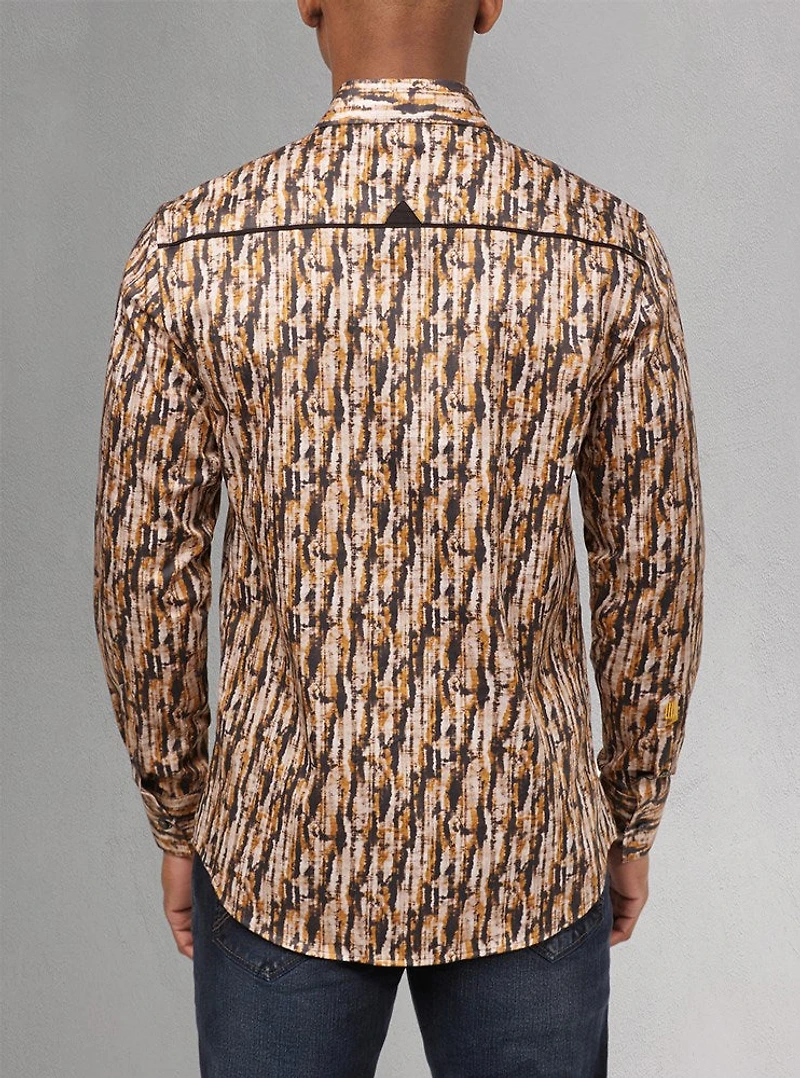 Chemise décontractée à manches longues en stretch pour hommes