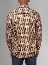 Chemise décontractée à manches longues en stretch pour hommes