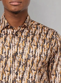 Chemise décontractée à manches longues en stretch pour hommes