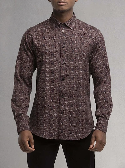 Chemise décontractée à manches longues en stretch pour hommes