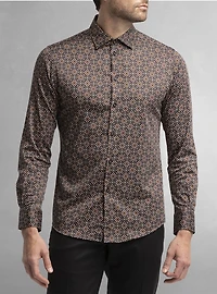 Chemise décontractée à manches longues en stretch pour hommes
