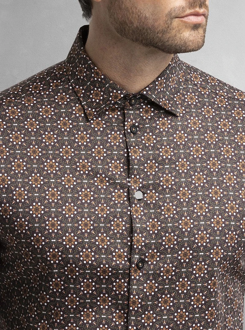 Chemise décontractée à manches longues en stretch pour hommes