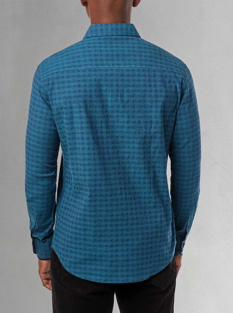 Chemise décontractée à manches longues en stretch pour hommes