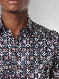 Chemise décontractée à manches longues en stretch pour hommes