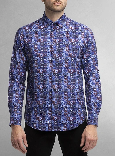 Chemise décontractée à manches longues en stretch pour hommes