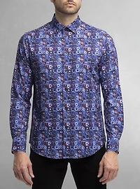 Chemise décontractée à manches longues en stretch pour hommes
