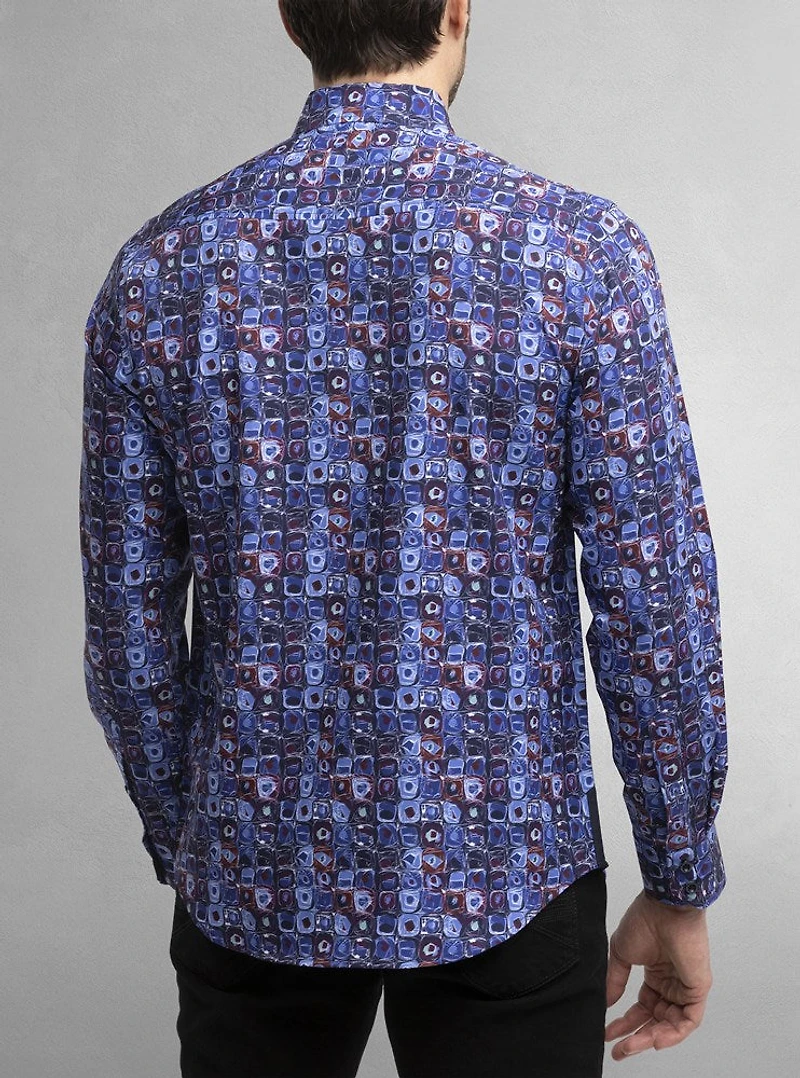 Chemise décontractée à manches longues en stretch pour hommes