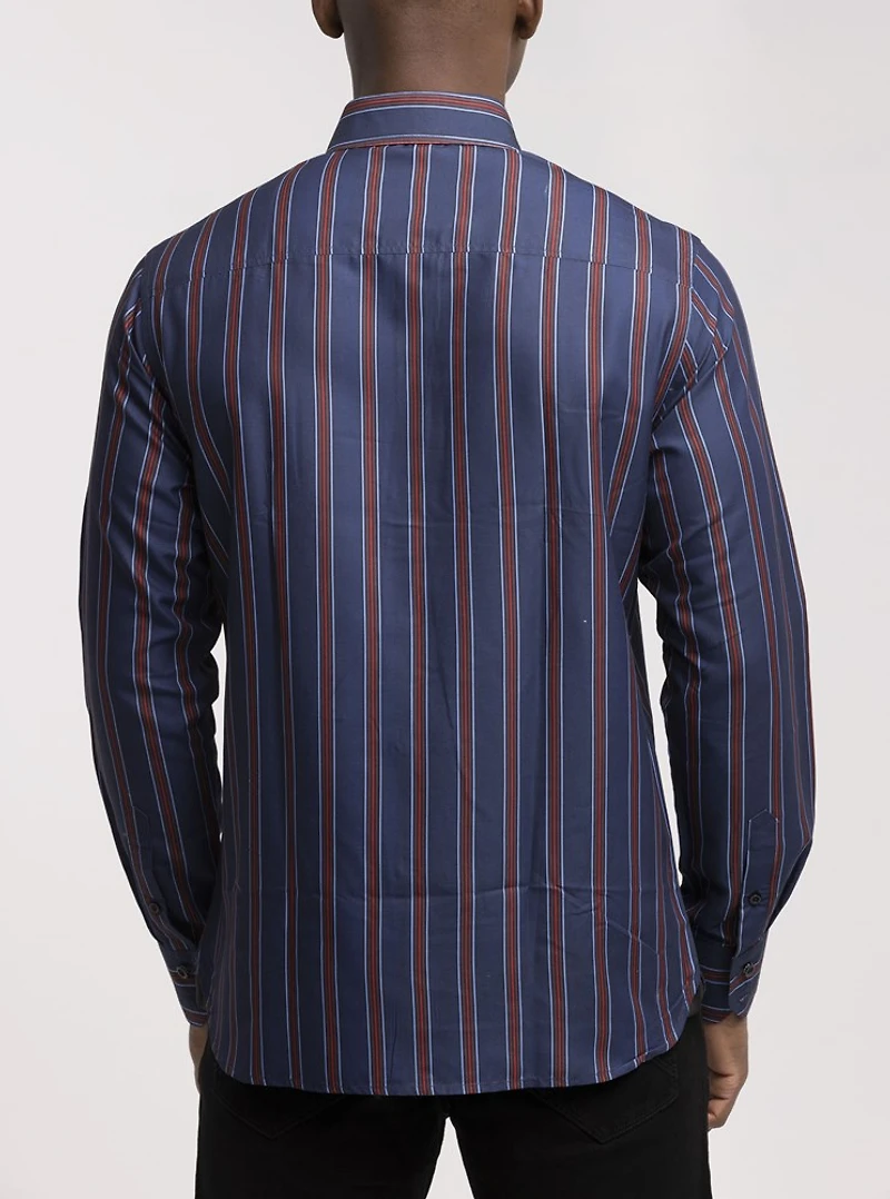 Chemise décontractée à manches longues en stretch pour hommes