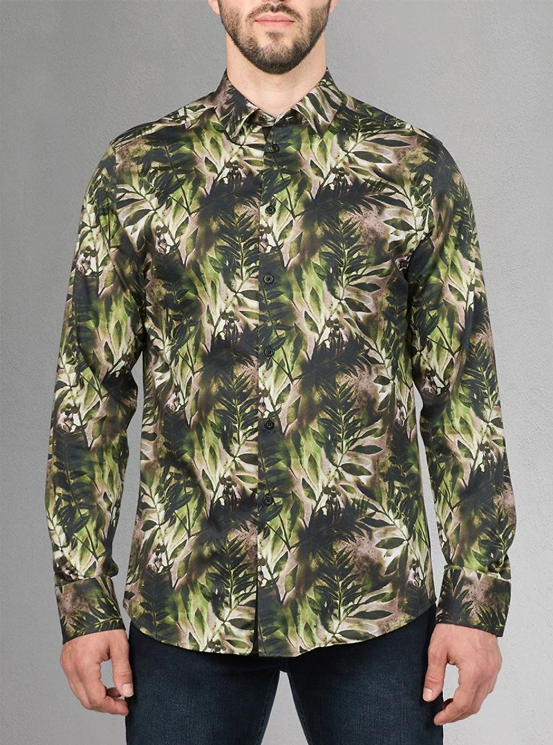 Men's casual long sleeve stretch shirt