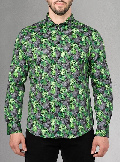 Chemise décontractée à manches longues en stretch pour hommes