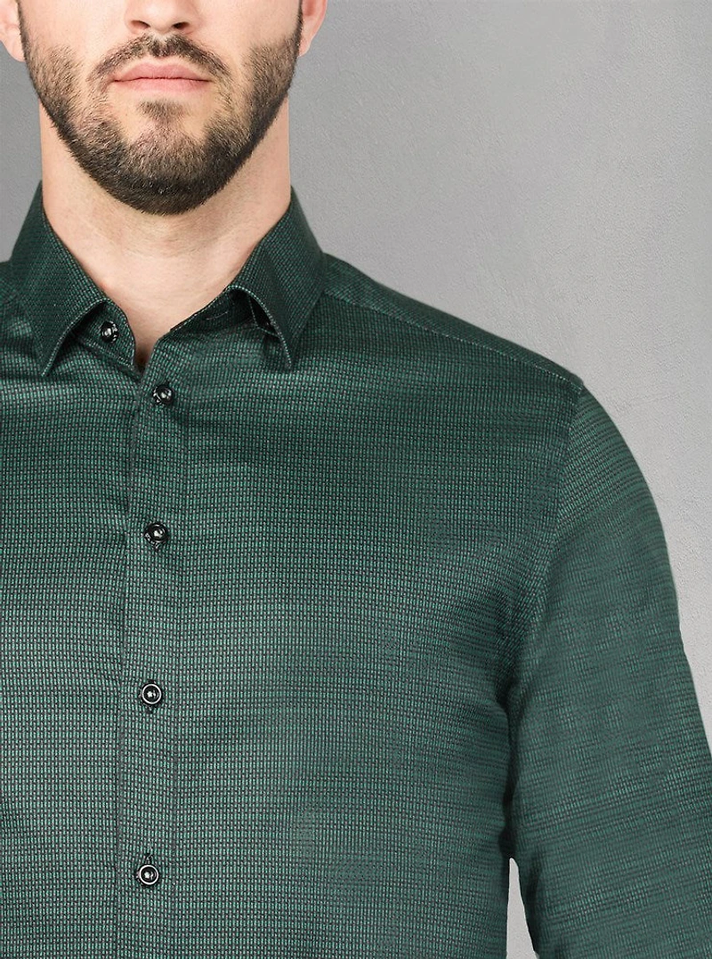 Chemise décontractée à manches longues en stretch pour hommes