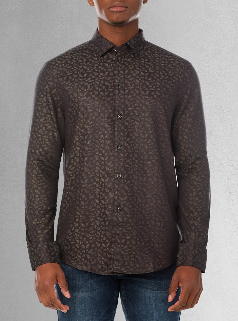 Chemise décontractée à manches longues en stretch pour hommes