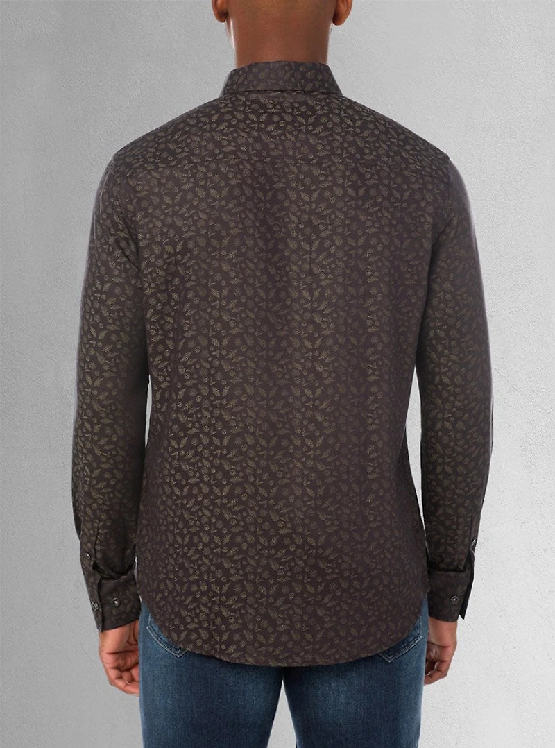 Chemise décontractée à manches longues en stretch pour hommes