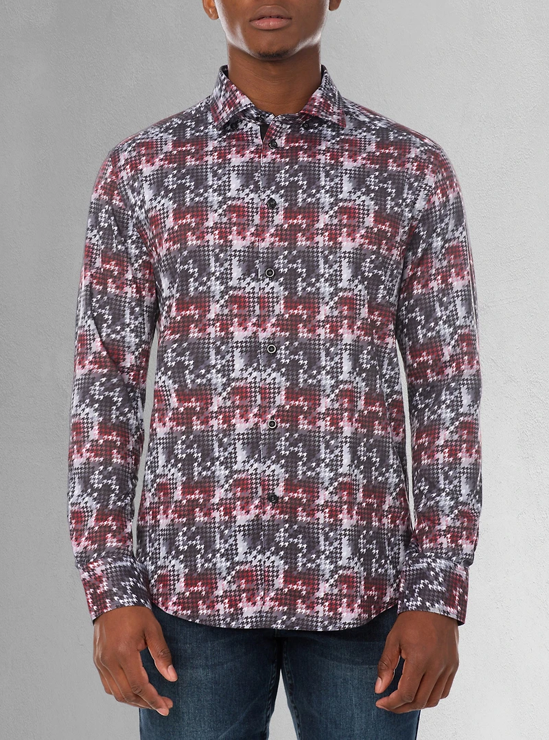 Chemise décontractée à manches longues en stretch pour hommes