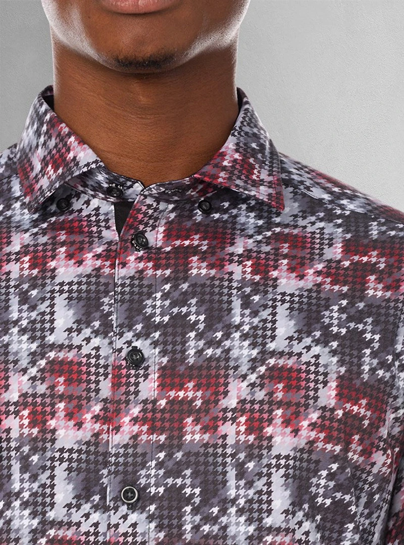 Chemise décontractée à manches longues en stretch pour hommes