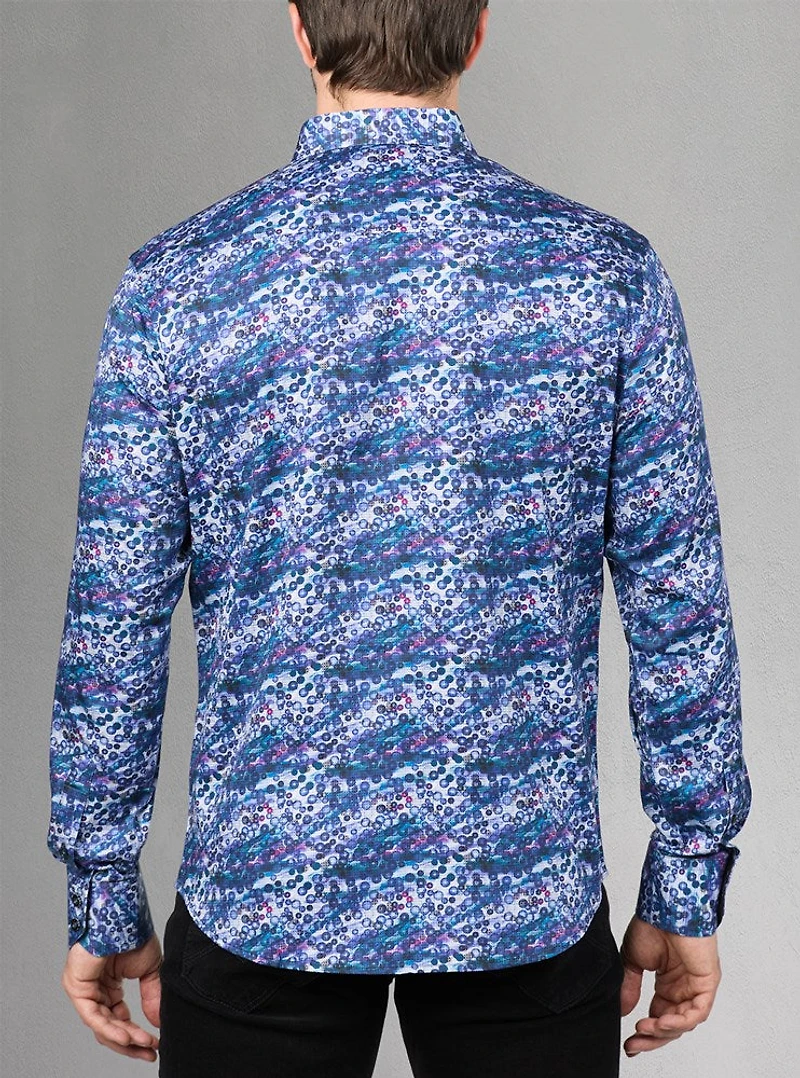 Chemise décontractée à manches longues en stretch pour hommes