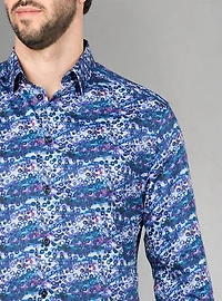Chemise décontractée à manches longues en stretch pour hommes