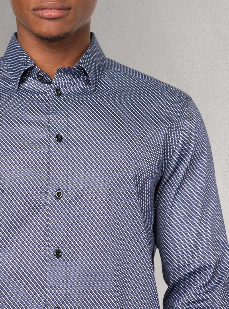 Chemise décontractée à manches longues en stretch pour hommes