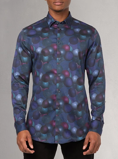 Chemise décontractée à manches longues en stretch pour hommes