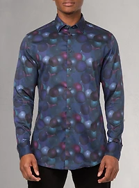 Chemise décontractée à manches longues en stretch pour hommes